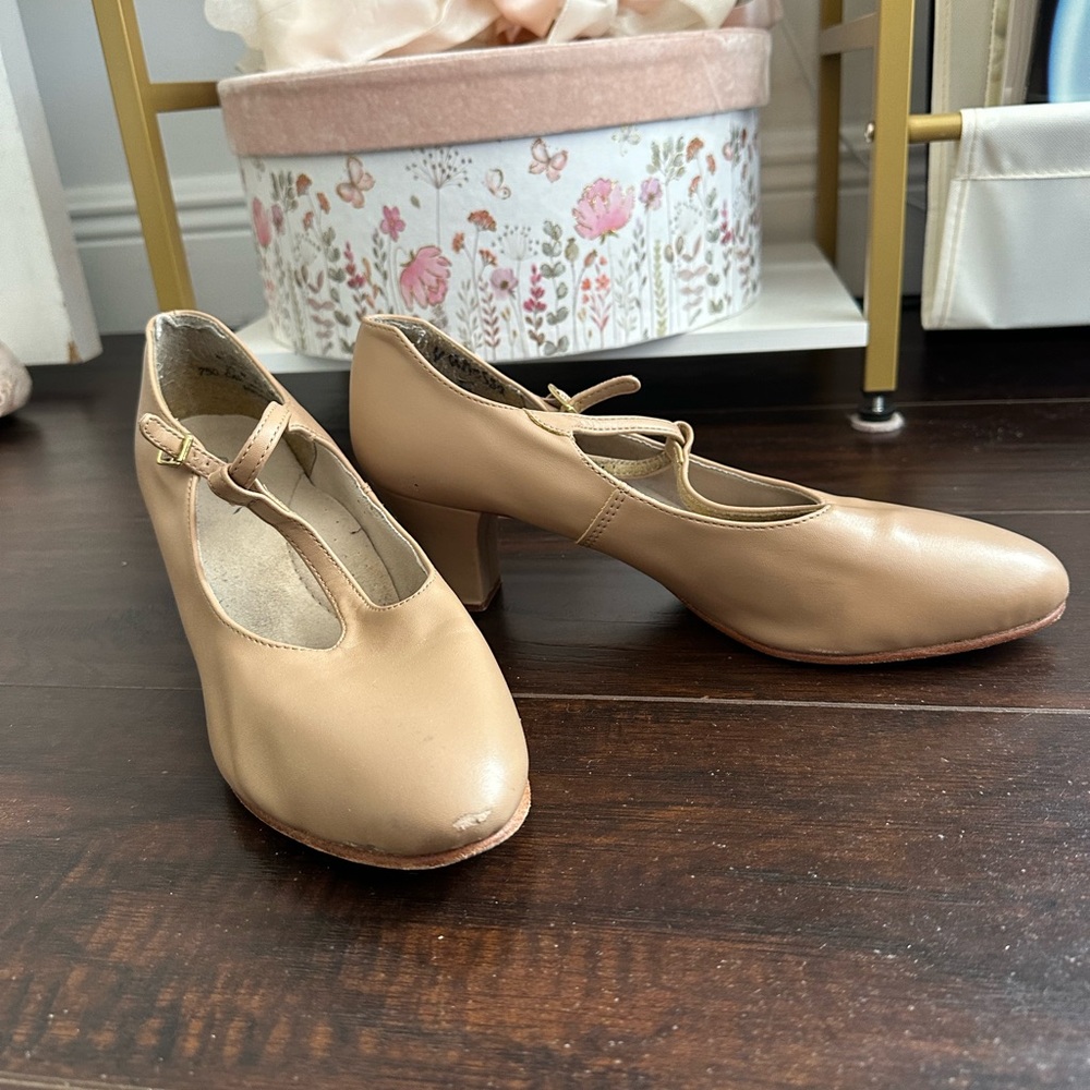 Tan Capezio T-Strap Character Shoes - regular/medium width